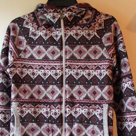 Empyre Jackets & Blazers - Empyre Hooded Jacket Womens Size Large Full Zip Long Sleeves Burgundy Gray